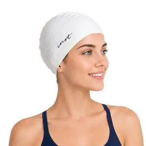 Silicone Swim Cap for Women & Men, Adult Swimming Cap (White) Silicone Swim Cap for Women & Men, Adult Swimming Cap (White)