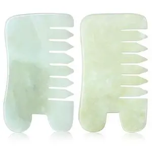 2 Pcs Jade Gua Sha Comb, Scalp Massage Tool,Classic Style 2 Pcs Jade Gua Sha Comb, Scalp Massage Tool,Classic Style