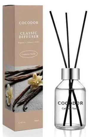 Classic Reed Diffuser/Cashmere Vanilla/3.4oz(100ml)/1 Pack/Home Fragrance Scent Essential Oil Stick Diffuser for Bedroom Bathroom Home Décor Classic Reed Diffuser/Cashmere Vanilla/3.4oz(100ml)/1 Pack/Home Fragrance Scent Essential Oil Stick Diffuser for Bedroom Bathroom Home Décor