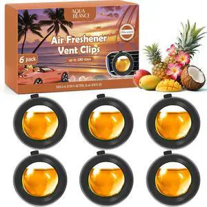 Car Air Freshener Vent Clips, Hawaiian, 6 Pack, Long Lasting Up to 180 Days Car Air Freshener Vent Clips, Hawaiian, 6 Pack, Long Lasting Up to 180 Days