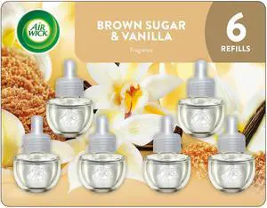 Plug in Scented Oil Refills, 6 Count, Brown Sugar and Vanilla, Air Freshener, Essential Oils Plug in Scented Oil Refills, 6 Count, Brown Sugar and Vanilla, Air Freshener, Essential Oils