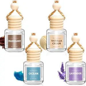 4 Pack Car Air Freshener, Natural Essential Oil Freshener Diffuser 4 Pack Car Air Freshener, Natural Essential Oil Freshener Diffuser