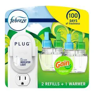 Plug-In Air Freshener, Odor-Fighting Scented Oil Starter Kit, Air Fresheners for Home, Bathroom and Kitchen, Long Lasting for Strong Odors, Gain Original Scent, Warmer + 2 Refill, Multicolor Plug-In Air Freshener, Odor-Fighting Scented Oil Starter Kit, Air Fresheners for Home, Bathroom and Kitchen, Long Lasting for Strong Odors, Gain Original Scent, Warmer + 2 Refill, Multicolor