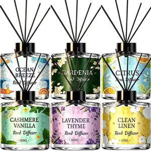 6 Pack Reed Diffuser Set, Reed Diffusers for Home with 30 Sticks 6 Pack Reed Diffuser Set, Reed Diffusers for Home with 30 Sticks