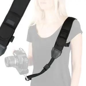 Camera Sling Shoulder Strap with Adjustable Neoprene, Safety Tether, Accessory Pocket, Quick Release Buckle - Compatible with Canon, Nikon, Sony and More DSLR and Mirrorless Cameras (Black) Camera Sling Shoulder Strap with Adjustable Neoprene, Safety Tether, Accessory Pocket, Quick Release Buckle - Compatible with Canon, Nikon, Sony and More DSLR and Mirrorless Cameras (Black)