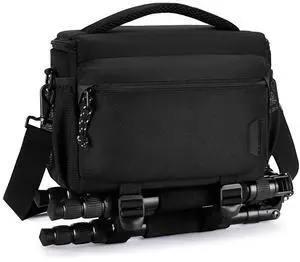 Camera Sling Bag with Tripod Holder & Rain Cover, Black Camera Sling Bag with Tripod Holder & Rain Cover, Black