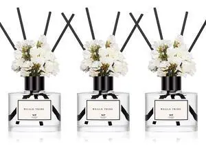 Real Flower Reed Diffuser Set of 3 for Bathroom Air Fresheners, Oil Defusers | Fresh Linen/Ocean/Eucalyptus & Mint Scent(1.7 fl oz Each Pack) Home Fragrance with 12 Stick | Shelf Decor Real Flower Reed Diffuser Set of 3 for Bathroom Air Fresheners, Oil Defusers | Fresh Linen/Ocean/Eucalyptus & Mint Scent(1.7 fl oz Each Pack) Home Fragrance with 12 Stick | Shelf Decor