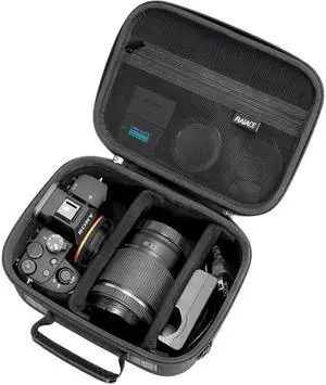 Hard Case Compatible with Sony Alpha 7 II III IV/7R V Camera, for Nikon, for Canon, for Pentax and More. Mesh Pocket for Charger, Cables, Cards and Accessories. (case only) - Black Hard Case Compatible with Sony Alpha 7 II III IV/7R V Camera, for Nikon, for Canon, for Pentax and More. Mesh Pocket for Charger, Cables, Cards and Accessories. (case only) - Black