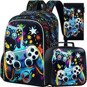 3PCS Boys Backpack, 16" Game Kids Bookbag and Lunch Box, Water Resistant Preschool Backpacks for Elementary Students 3PCS Boys Backpack, 16" Game Kids Bookbag and Lunch Box, Water Resistant Preschool Backpacks for Elementary Students