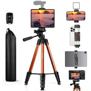 67" iPad Tripod Stand for Tablet Phone Camera with Remote Mount 67" iPad Tripod Stand for Tablet Phone Camera with Remote Mount