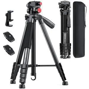 72" Camera Tripod for DSLR and Cell Phone, Pan Head, Aluminum 72" Camera Tripod for DSLR and Cell Phone, Pan Head, Aluminum