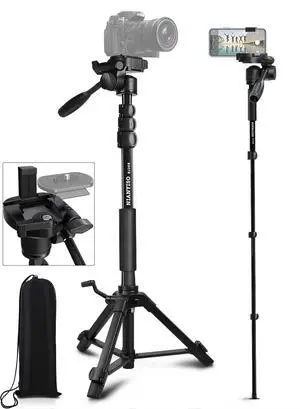 69" Camera Tripod with 3-Way Swivel Head, Aluminum Camera Stand 69" Camera Tripod with 3-Way Swivel Head, Aluminum Camera Stand
