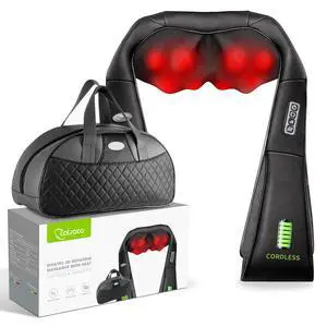Cordless Shiatsu Neck and Shoulder Massager with Heat,Portable Massagers for Neck and Back,3D Deep Tissue Kneading Back Massager for Muscle Pain Relief,Perfect Gifts for Men and Woman Cordless Shiatsu Neck and Shoulder Massager with Heat,Portable Massagers for Neck and Back,3D Deep Tissue Kneading Back Massager for Muscle Pain Relief,Perfect Gifts for Men and Woman