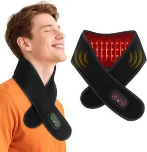 Cordless Neck Heating Pad for Pain, Neck Massager with 660nm 850nm Red Light, Heated Neck Wrap with 3000mAh Rechargeable, 3 Levels Heat & Massage, Black Cordless Neck Heating Pad for Pain, Neck Massager with 660nm 850nm Red Light, Heated Neck Wrap with 3000mAh Rechargeable, 3 Levels Heat & Massage, Black