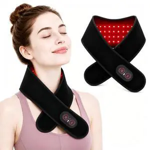 Cordless Neck Heating Pad with Red Light Technology, Neck Massager with 3 Heat Levels & Massage Modes, 3000mAh Rechargeable Heated Massager with 660nm 850nm Red Light, Black Cordless Neck Heating Pad with Red Light Technology, Neck Massager with 3 Heat Levels & Massage Modes, 3000mAh Rechargeable Heated Massager with 660nm 850nm Red Light, Black
