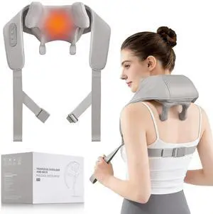 Neck Massager with Heat, 6D Shiatsu Kneading for Pain Relief, Gray Neck Massager with Heat, 6D Shiatsu Kneading for Pain Relief, Gray