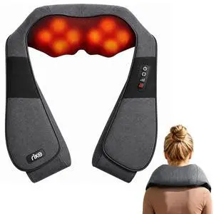 Shiatsu Neck Massager with Heat, Corded Linen Fabric Deep Tissue Back Massager for Neck and Shoulders, Electric Kneading Massager for Muscle Relief, Gift for Mom Dad Home Office Car Shiatsu Neck Massager with Heat, Corded Linen Fabric Deep Tissue Back Massager for Neck and Shoulders, Electric Kneading Massager for Muscle Relief, Gift for Mom Dad Home Office Car