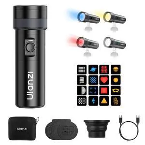 LM01 RGB Photography Spotlight Flashlight with 20 Gobos Zoom Beam LM01 RGB Photography Spotlight Flashlight with 20 Gobos Zoom Beam