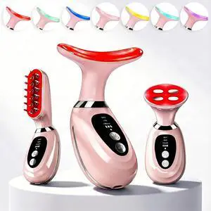 3-in-1 Facial Massager for Face Neck and Scalp,7-Color LED Light Heating and Vibration,3 Interchangeable Massage Heads,Rechargeable Face and Neck Massager,Skin Care Beauty Gift for Women Men 3-in-1 Facial Massager for Face Neck and Scalp,7-Color LED Light Heating and Vibration,3 Interchangeable Massage Heads,Rechargeable Face and Neck Massager,Skin Care Beauty Gift for Women Men