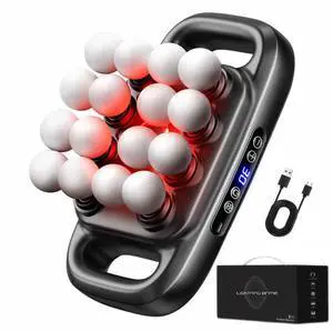 Massage Gun with 16 Heads, 30 Speeds, Red Light Therapy, Cordless Deep Tissue, Black, 12V 1800mAh Battery, 25mm Amplitude Massage Gun with 16 Heads, 30 Speeds, Red Light Therapy, Cordless Deep Tissue, Black, 12V 1800mAh Battery, 25mm Amplitude