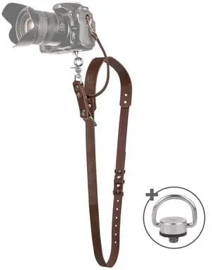 Leather Camera Strap for One Camera - Professional Single Leather Harness Shoulder Strap Quick Release Gear DSLR/SLR, Camera Accessories for Photography, Brown Leather Camera Strap for One Camera - Professional Single Leather Harness Shoulder Strap Quick Release Gear DSLR/SLR, Camera Accessories for Photography, Brown