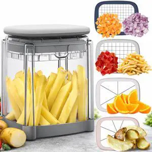 PerfectCut Vegetable Chopper: Manual Push-Down Food Dicer & Chop Box, 4 Blades, French Fry Cutter, Potato Wedge & Veggie Cutter, No Electricity, 3.5-Cup Catch Container, 5 Recipe eBooks PerfectCut Vegetable Chopper: Manual Push-Down Food Dicer & Chop Box, 4 Blades, French Fry Cutter, Potato Wedge & Veggie Cutter, No Electricity, 3.5-Cup Catch Container, 5 Recipe eBooks