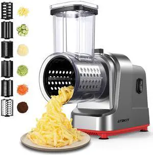 Electric Cheese Grater, Salad Maker With 6 Different Shapes of Blades, 250W Electric Slicer Shredder, Electric Salad Machine for Cheeses, Fruits, Vegetables Electric Cheese Grater, Salad Maker With 6 Different Shapes of Blades, 250W Electric Slicer Shredder, Electric Salad Machine for Cheeses, Fruits, Vegetables