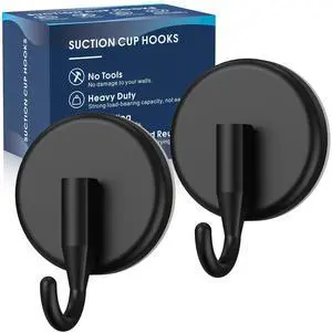 Suction Cup Hooks for Shower,Shower Hooks Mounting on Glass Doors, Tile, Mirrors, Metals,Hook for Hanging Towels, Robe, Loofah, Jackets-Black(2 Pack) Suction Cup Hooks for Shower,Shower Hooks Mounting on Glass Doors, Tile, Mirrors, Metals,Hook for Hanging Towels, Robe, Loofah, Jackets-Black(2 Pack)