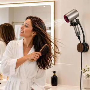 Hands Free Hair Dryer Holder Wall Mount, Reusable Suction Cup Blow Dryer Holder with 360° Rotation, Height Adjustable Design, Cord Wrap, No-Drill Bathroom Organizer for Apartments, Rentals & Dorms Hands Free Hair Dryer Holder Wall Mount, Reusable Suction Cup Blow Dryer Holder with 360° Rotation, Height Adjustable Design, Cord Wrap, No-Drill Bathroom Organizer for Apartments, Rentals & Dorms