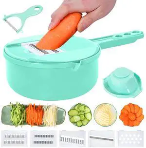 Vegetable Chopper-7 IN 1 Potato Slicer,Vegetable Grater Food Chopper with Container Multifunctional Chopper Vegetable Cutter Slicer With 6 Stainless Steel Blades For Kitchen (Green, 7 in 1) Vegetable Chopper-7 IN 1 Potato Slicer,Vegetable Grater Food Chopper with Container Multifunctional Chopper Vegetable Cutter Slicer With 6 Stainless Steel Blades For Kitchen (Green, 7 in 1)