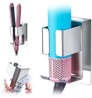 Hair Dryer Holder Wall Mount, Blow Dryer Holder Wall, Adhesive Straightener Holder, Curling Iron Holder for Bathroom Salon Barber Shop Hotel, Hair Tools Organizer Storage (Silver) Hair Dryer Holder Wall Mount, Blow Dryer Holder Wall, Adhesive Straightener Holder, Curling Iron Holder for Bathroom Salon Barber Shop Hotel, Hair Tools Organizer Storage (Silver)