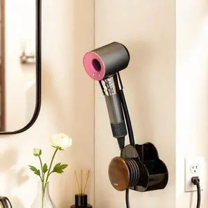 Hair Dryer Holder Wall Mounted, No Drill Installation for Damage-Free Walls Hair Dryer Holder Wall Mounted, No Drill Installation for Damage-Free Walls