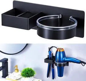 Hair Straightener Holder Wall, Blow Dryer Holder Wall Mounted Hairdryer Holder for Bathroom, Hair Tools Organizer & Storage Curling Iron Holder, Salon Hair Dryer Holder (Black) Hair Straightener Holder Wall, Blow Dryer Holder Wall Mounted Hairdryer Holder for Bathroom, Hair Tools Organizer & Storage Curling Iron Holder, Salon Hair Dryer Holder (Black)