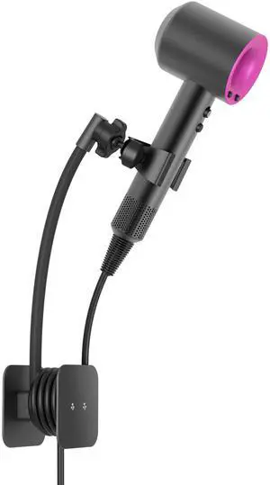 Hands Free Hair Dryer Holder Wall Mount, Permanent No Drill Blow Dryer Stand with Strong Clamp, Adjustable Lazy Hair Dryer Bracket with Aluminum Cord Organizer, Black Hands Free Hair Dryer Holder Wall Mount, Permanent No Drill Blow Dryer Stand with Strong Clamp, Adjustable Lazy Hair Dryer Bracket with Aluminum Cord Organizer, Black