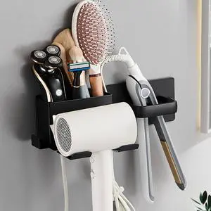Hair Dryer Holder,Stainless Steel Wall Mounted Blow Dryer,Curling Iron,Straightener Holder Bathroom Metal Hair Tool Organizer Rack- Black Hair Dryer Holder,Stainless Steel Wall Mounted Blow Dryer,Curling Iron,Straightener Holder Bathroom Metal Hair Tool Organizer Rack- Black