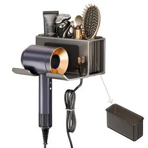 Wall Mount Hair Dryer Holder, With Individually Removable Organizer Box Wall Mount Hair Dryer Holder, With Individually Removable Organizer Box