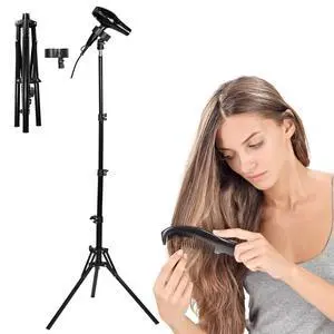 Adjustable Hands-Free Hair Dryer Stand Holder-64.4 inches,360 Degree Rotation,Blow Dryer Holder Countertop With Non-Slip Tripod and Universal Clip Adjustable Hands-Free Hair Dryer Stand Holder-64.4 inches,360 Degree Rotation,Blow Dryer Holder Countertop With Non-Slip Tripod and Universal Clip
