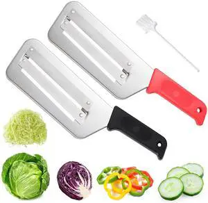 2 Pack Stainless Steel Cabbage Shredder for Coleslaw Professional Cabbage Chopper Slicer Knife with Dual Blades, Sauerkraut Cutter, Vegetable Grater for Kitchen Prep Cabbages Slicer - Black/Red 2 Pack Stainless Steel Cabbage Shredder for Coleslaw Professional Cabbage Chopper Slicer Knife with Dual Blades, Sauerkraut Cutter, Vegetable Grater for Kitchen Prep Cabbages Slicer - Black/Red
