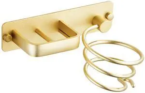 Hair Dryer Holder Hairdryer Station Wall Mounted Shelf Bracket Straightener Stand Hanger Organizer Blow Storage w/Cable Tidy Rack for Dressing Table Bathroom Aluminum Professional, Gold Brass Hair Dryer Holder Hairdryer Station Wall Mounted Shelf Bracket Straightener Stand Hanger Organizer Blow Storage w/Cable Tidy Rack for Dressing Table Bathroom Aluminum Professional, Gold Brass