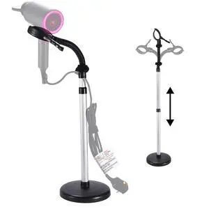 Hair Dryer Holder Black - Hands-Free Hair Drying Metal Stand with 360° Rotation, Adjustable Height - Countertop or Wall Mount - Stylish and Convenient Storage Solution for Bathroom Hair Dryer Holder Black - Hands-Free Hair Drying Metal Stand with 360° Rotation, Adjustable Height - Countertop or Wall Mount - Stylish and Convenient Storage Solution for Bathroom