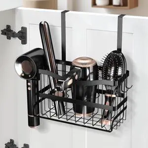 Hair Dryer Holder, 3-in-1 Metal Hair Tool Organizer, Black Hair Dryer Holder, 3-in-1 Metal Hair Tool Organizer, Black
