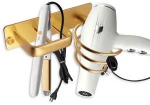 Hairdryer Holder Spiral Shelf Bracket Stand Hanger Organizer Blow Storage with Cable Tidy Rack for Bathroom Gold Hairdryer Holder Spiral Shelf Bracket Stand Hanger Organizer Blow Storage with Cable Tidy Rack for Bathroom Gold