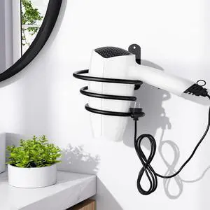 Hair Dryer Holder, Matte Black Blow Dryer Holder Wall Mount, Bathroom Hair Tool Organizer Rack for Universal Dryer Hair Dryer Holder, Matte Black Blow Dryer Holder Wall Mount, Bathroom Hair Tool Organizer Rack for Universal Dryer