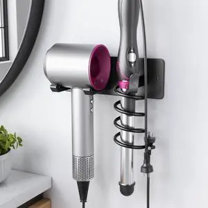 Hair Dryer Holder + Curling Iron Holder,Blow Dryer Holder Wall Mount, Bathroom Hair Tool Organizer Rack for Universal Dryer Matte Black Hair Dryer Holder + Curling Iron Holder,Blow Dryer Holder Wall Mount, Bathroom Hair Tool Organizer Rack for Universal Dryer Matte Black