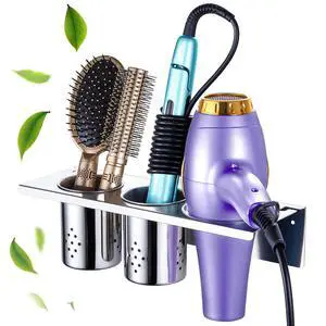 Hair Tool Organizer, Blow Dryer Holder Wall Mounted, Hot Tools Holder Storage for Brush, Hair Dryer, Straighteners, Curling Iron Holder Stainless Steel, Hair Styling Tools Organizer with 2 Cups Hair Tool Organizer, Blow Dryer Holder Wall Mounted, Hot Tools Holder Storage for Brush, Hair Dryer, Straighteners, Curling Iron Holder Stainless Steel, Hair Styling Tools Organizer with 2 Cups