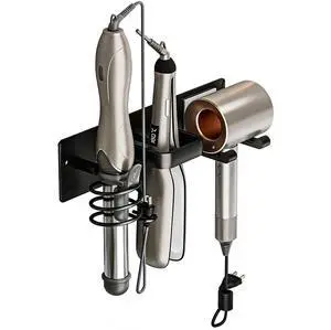 3-in-1 Wall Mount Hair Tool Organizer Hair Dryer Holder, Black 3-in-1 Wall Mount Hair Tool Organizer Hair Dryer Holder, Black