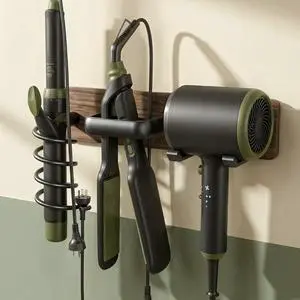 Upgraded Walnut Hair Dryer Holder Wall Mounted,3-in-1 Hair Tool Organizer for Blow Dryer, Curling iron, and Straightener, Blow Dryer Holder for Bathroom, Vanity, Matte Black Upgraded Walnut Hair Dryer Holder Wall Mounted,3-in-1 Hair Tool Organizer for Blow Dryer, Curling iron, and Straightener, Blow Dryer Holder for Bathroom, Vanity, Matte Black