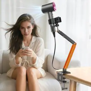 Desktop Hair Dryer Stand with Phone/Tablet Clip Desktop Hair Dryer Stand with Phone/Tablet Clip