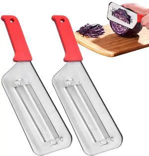 2 PACK Cabbage Chopper Shredder Slicing Cutting Sauerkraut Cutter Grater, Two Sharp Stainless Steel Blades for Sauerkraut Coleslaw Mandoline Slicer with Silicone Finger Grips Peeler 2 PACK Cabbage Chopper Shredder Slicing Cutting Sauerkraut Cutter Grater, Two Sharp Stainless Steel Blades for Sauerkraut Coleslaw Mandoline Slicer with Silicone Finger Grips Peeler