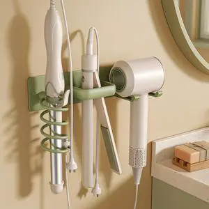 Hair Dryer Holder-3 in 1 Blow Dryer Holder-Metal Bathroom Hair Tool Organizer Wall Mounted-Bathroom Organizer for Hairdryer Curling Iron Flat Iron (Sage) Hair Dryer Holder-3 in 1 Blow Dryer Holder-Metal Bathroom Hair Tool Organizer Wall Mounted-Bathroom Organizer for Hairdryer Curling Iron Flat Iron (Sage)